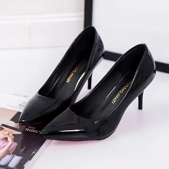 Women Shoes Pointed Toe Pumps Patent Leather Dress Red 8CM High Heels Boat Shoes Shadow Wedding  for Wedding Women