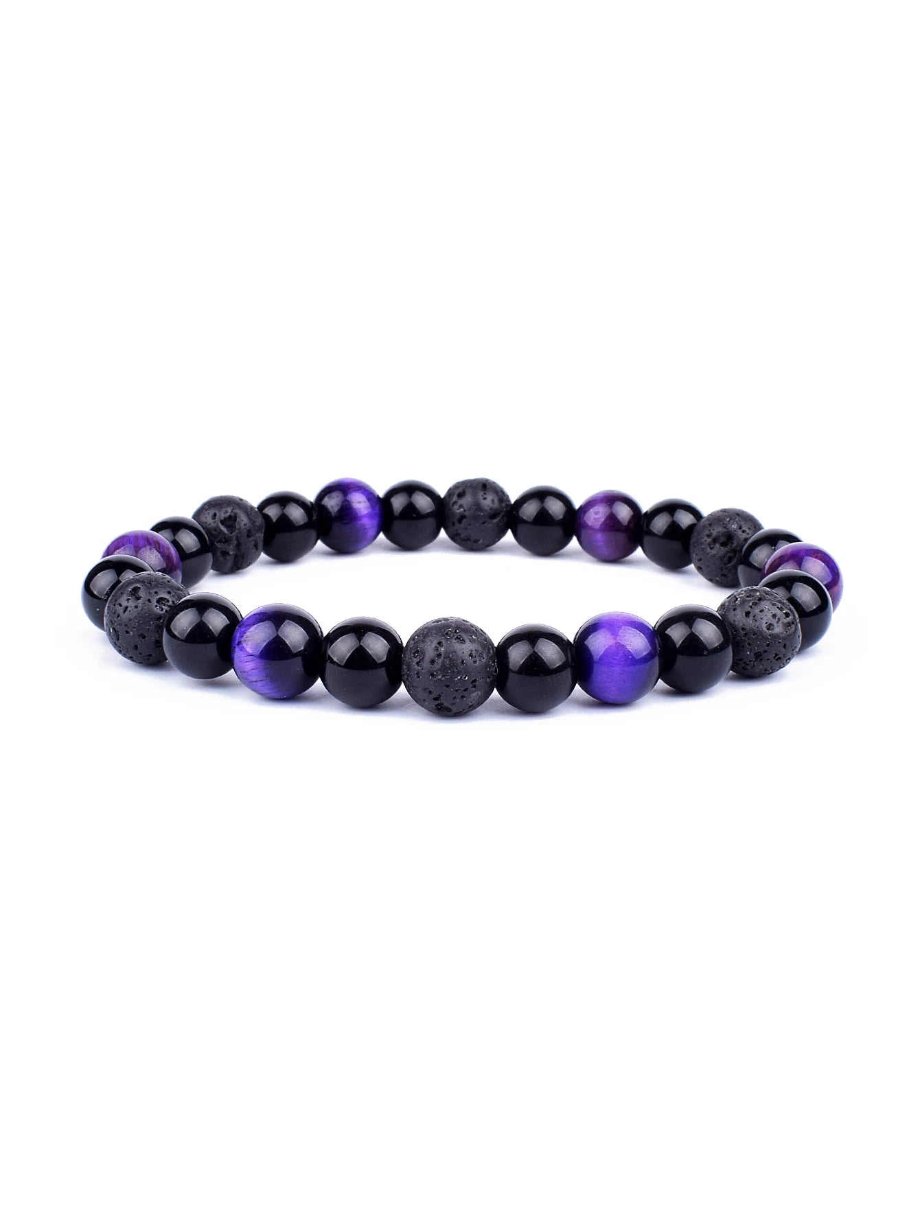 Triple Power Beaded Bracelet Tiger's Eye for Courage Obsidian Grounding & Pyrite for Wealth Natural Stones Healthy Care Jewelry