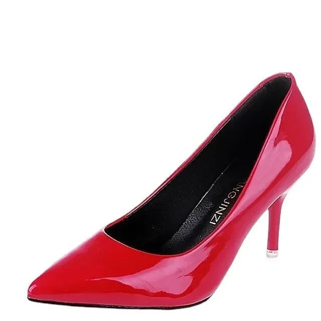 Women Shoes Pointed Toe Pumps Patent Leather Dress Red 8CM High Heels Boat Shoes Shadow Wedding  for Wedding Women