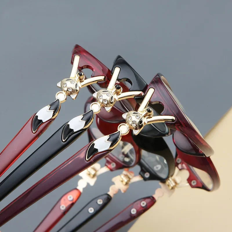 Women Fox Anti-Blue Reading Glasses Ladies Fashion Presbyopic Eyeglasses Computer Prescription Eyewear +1.0~+4.0
