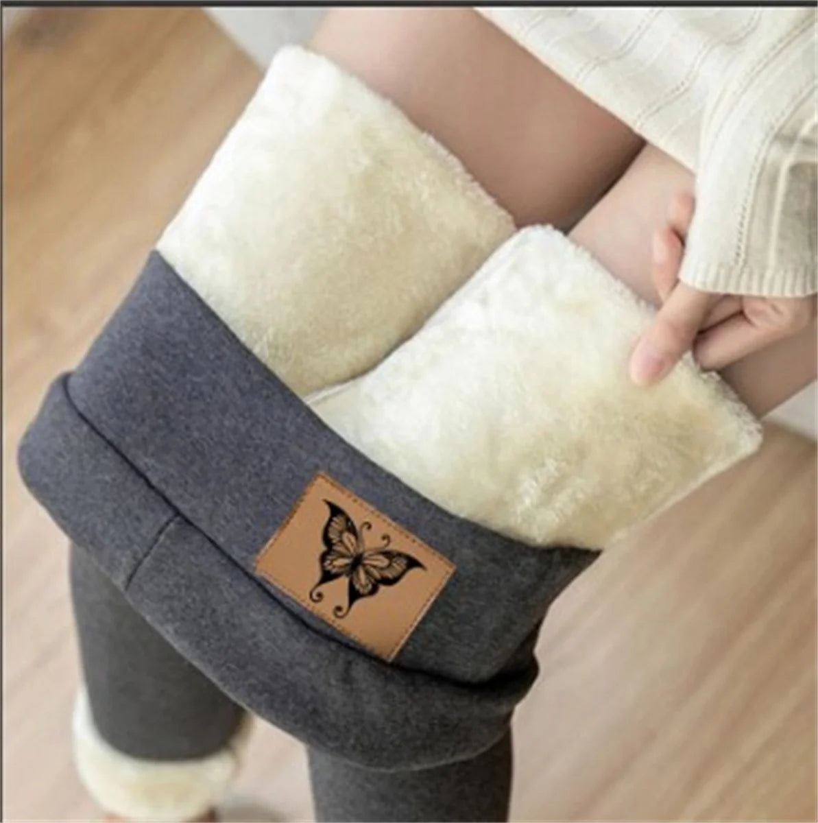 Winter Women Leggings Solid Warm Leggings Thicken Lambwool Hight Waist Fleece Keep Butt Lift High Stretchy Walking Pants Pocket