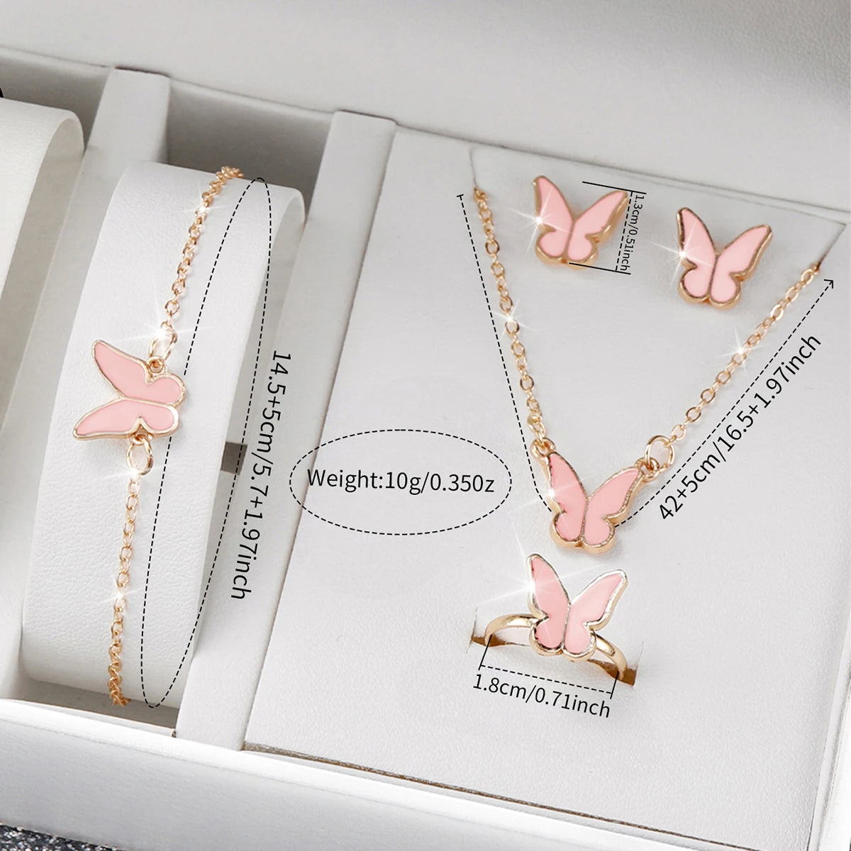 6PCS/Set Women's Watch Fashion Flowers Leather Band Analog Quartz Watches Butterfly Jewelr Set（Without Box）