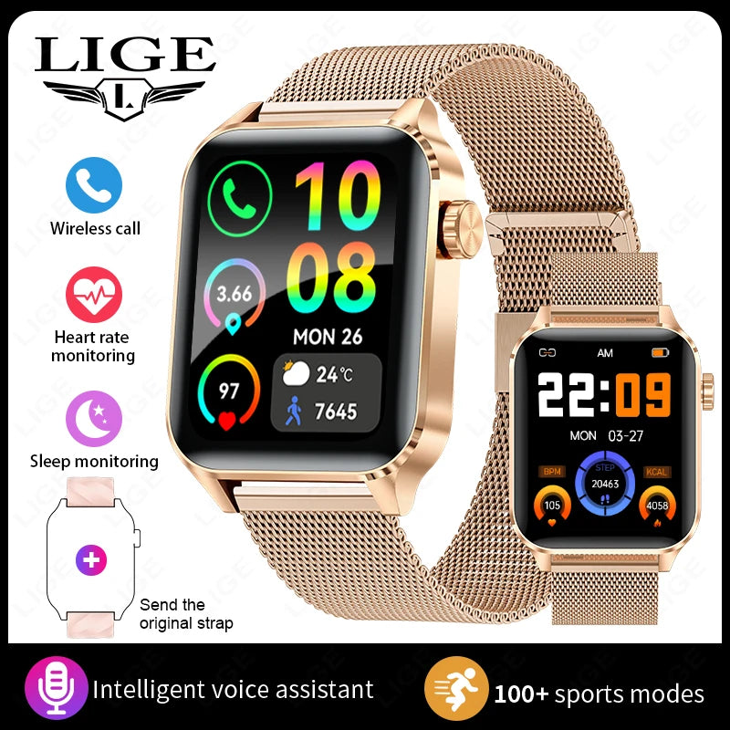 New LIGE Men Smart Watch Military Fitness Tracker Smartwatch Man Bluetooth Call Watches Waterproof Sports Smartwatch For Xiaomi