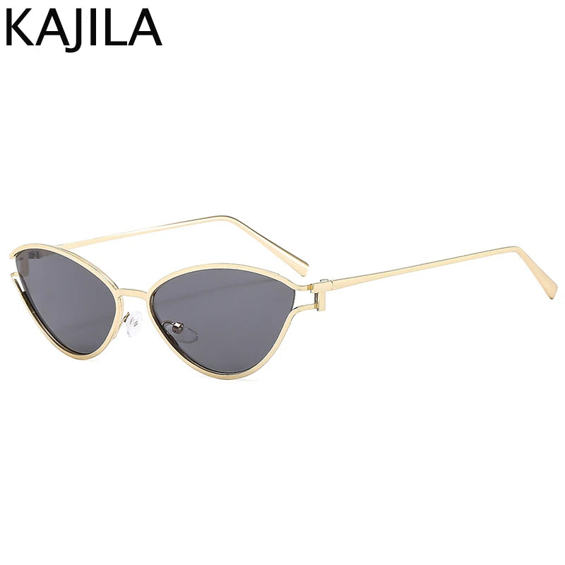 Sexy Cat Eye Sunglasses Women 2025 Luxury Brand Vintage Small Oval Punk Metal Frame Sun Glasses For Ladies Retro Eyewear Shades