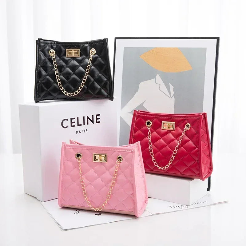 Women Tote Bags Handbag Chains Faux Leather Diamond Lattice Underarm Luxury Shoulder Bag Ladies Designer Bag