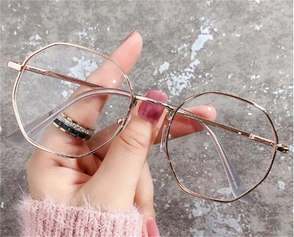 Women Vintage Anti-blue Light Glasses Men Trend Octagonal Frame Eyewear UV400 Optical Computer Eyeglasses