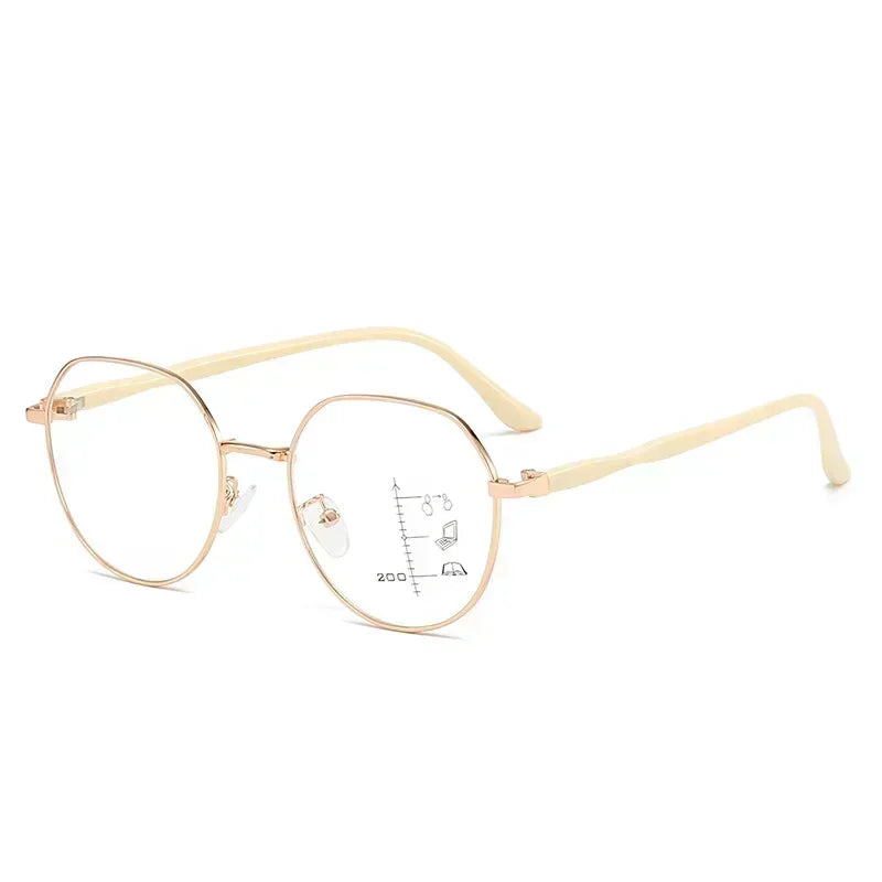 2024 Unisex Progressive Multifocal Reading Glasses Fashion Womens Round Presbyopia Eyeglasses Men Ultralight HD Computer Eyewear