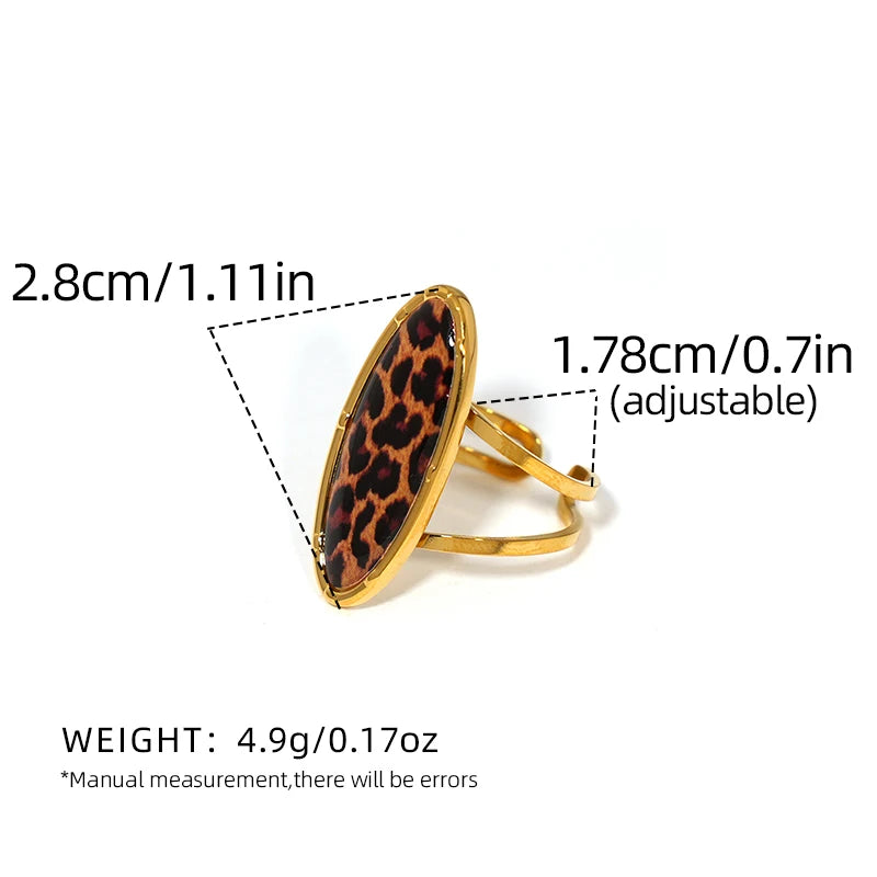Minimalist 18K PVD Golden Plated 316 Stainless Steel Rings Chunky Jewelry High QualityCharm Stylish Boho Leopard Golden Jewelry