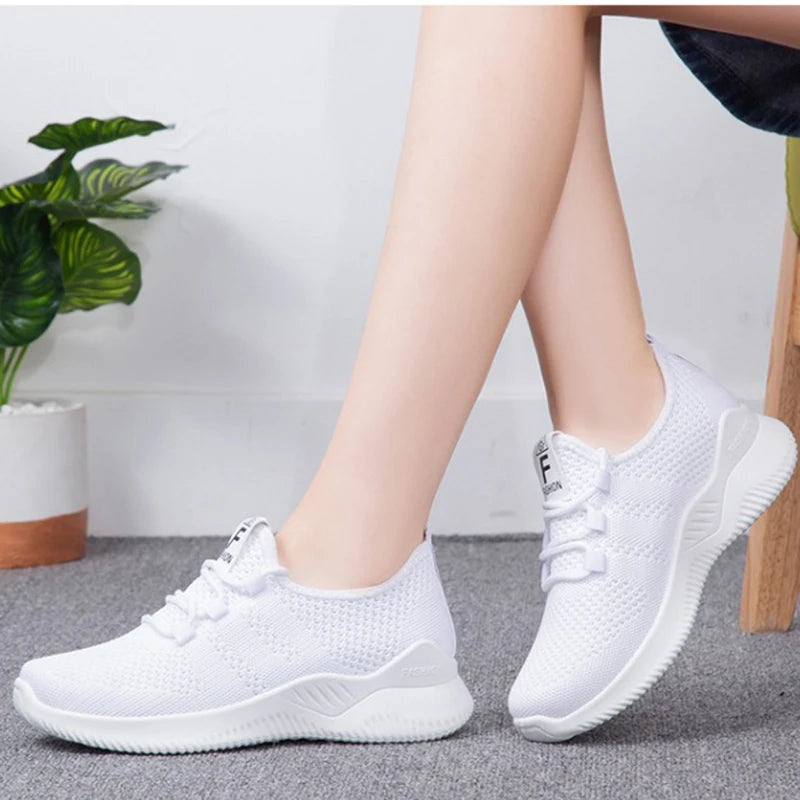 Spring Women Mesh Breathable Casual Shoes Woman Lace-up Vulcanized Shoes Ladies Platform Sneakers Female Shoes Zapatos De Mujer