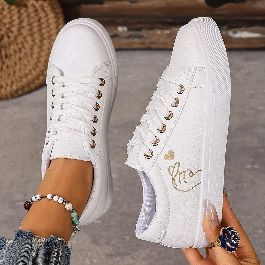 Fashion White Breathable Women Running Shoes New Spring Autumn Embroidered Flower Lace-Up Casual Sneakers Zapatos De Mujer