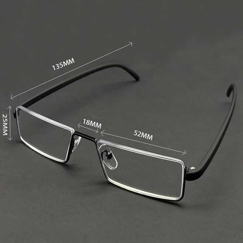 Metal Anti-Blue Light Reading Glasses Men Half Frame Prescription Eyeglasses Male Eyewear With Case +1.0 1.5 2.0 2.5 3.0 3.5 4.0