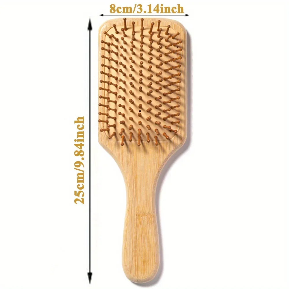 Natural bamboo paddle comb air cushion comb scalp massage anti-static tangle free comb,Special for real hair wigs