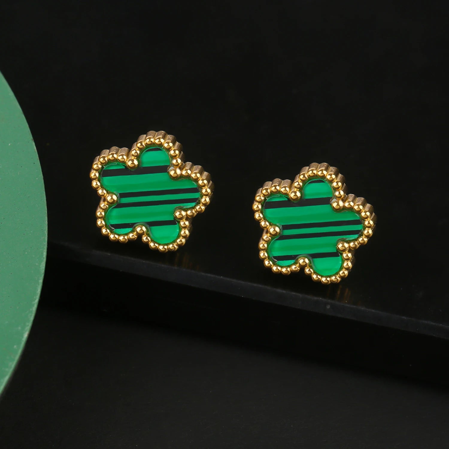 INS Hot Sale Stainless Steel Five Laef Flower Clover Bracelet Jewelry Set Necklace Earrings For Woman Daily Wear Brand Jewelry