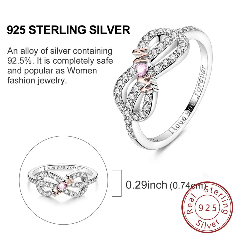 Rings Original 925 Sterling Silver Rings Bow Heart Sun Moon Star Zircon Rings For Women Jewelry Birthday Anniversary Gifts