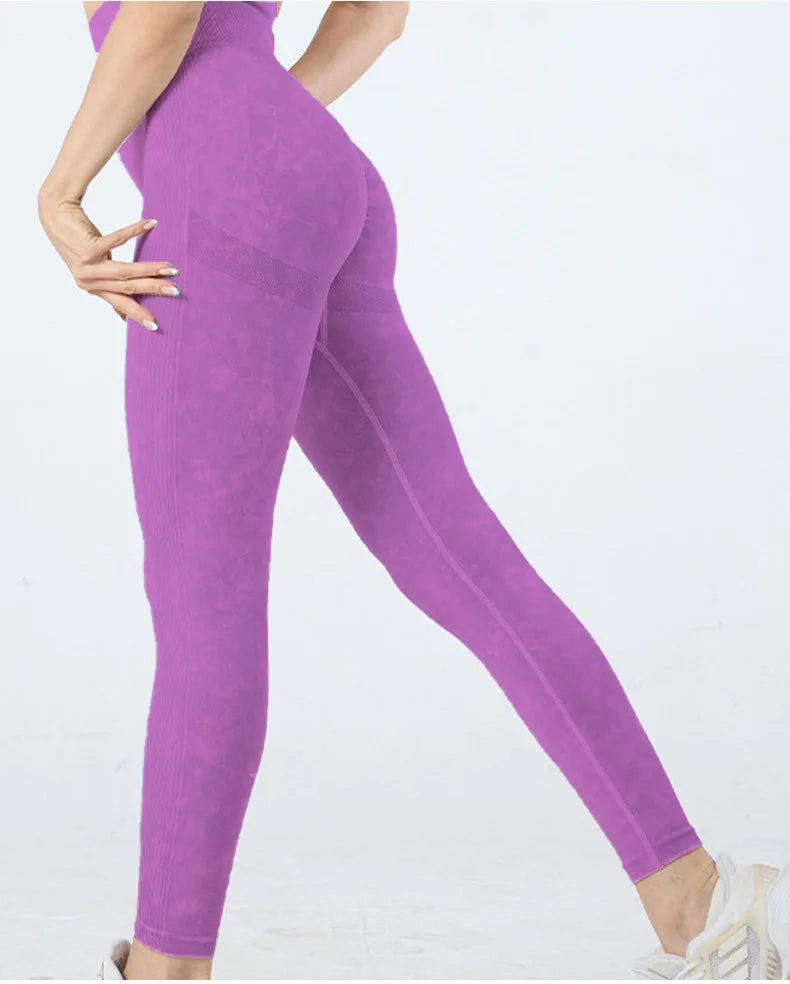 Seamless High Waist Yoga Pants Women Matte Washed Leggings High Elastic Sexy Hip Liftting Gym Workout Running Sports Leggings