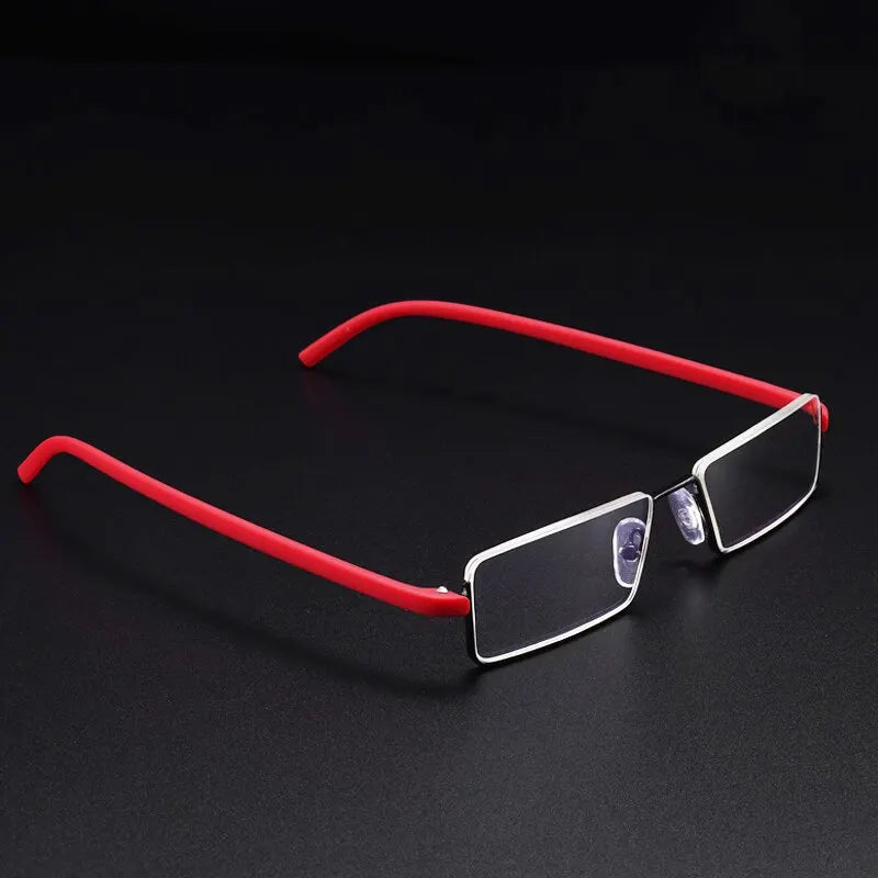 Metal Anti-Blue Light Reading Glasses Men Half Frame Prescription Eyeglasses Male Eyewear With Case +1.0 1.5 2.0 2.5 3.0 3.5 4.0