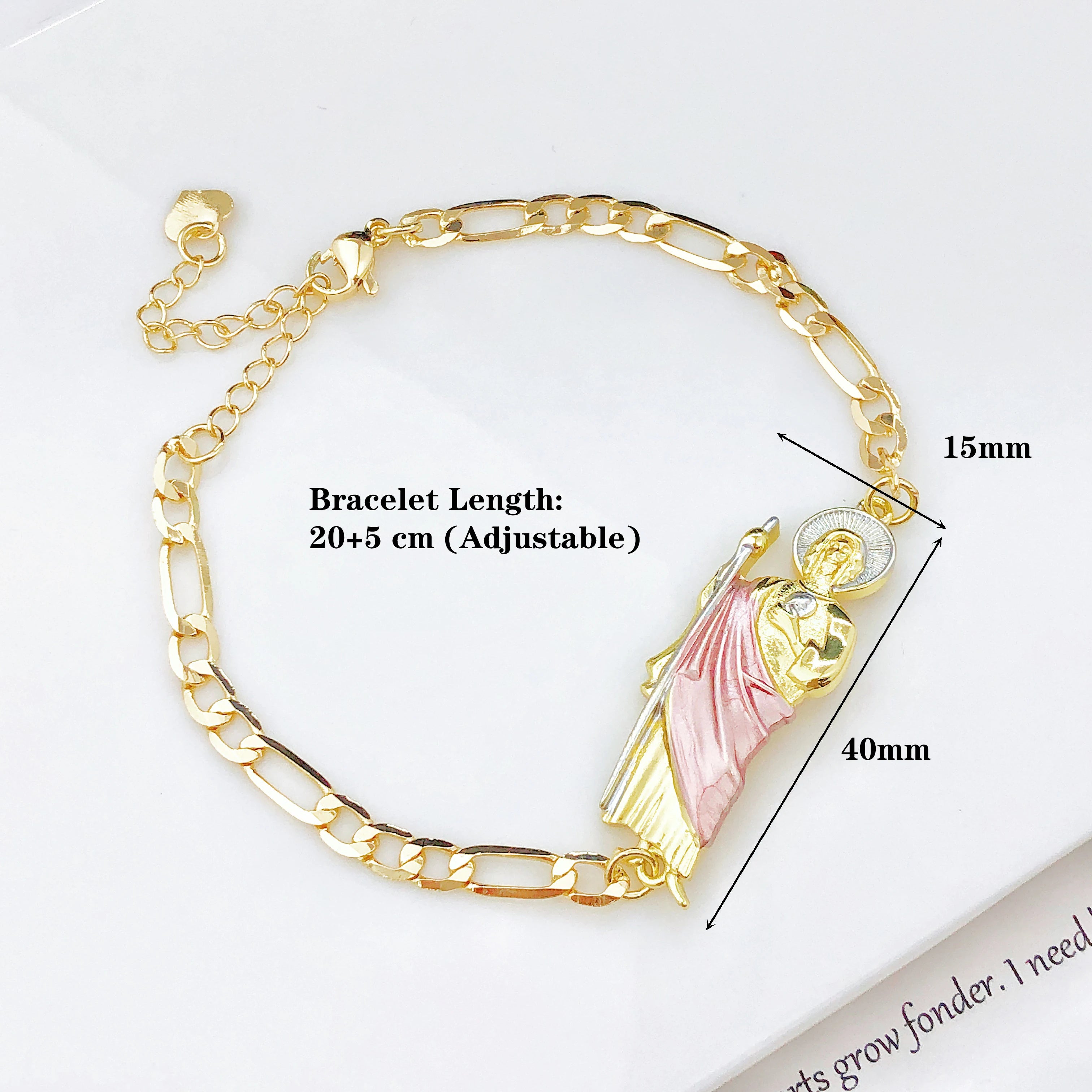 Simple Stylish St. Jude Gold Plated Women's Thin Bracelet Religious Jewelry for Daily Wear
