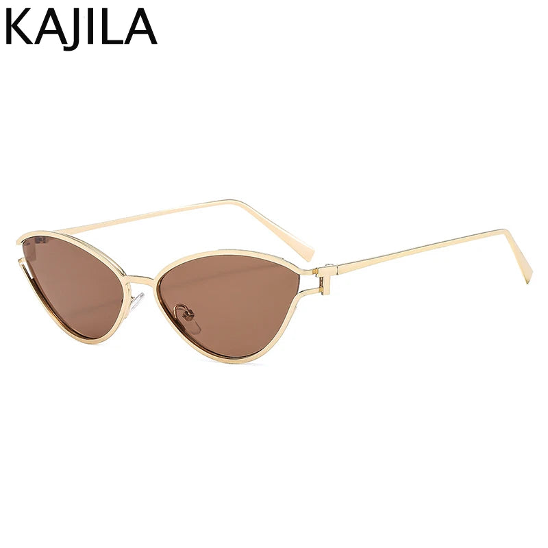 Sexy Cat Eye Sunglasses Women 2025 Luxury Brand Vintage Small Oval Punk Metal Frame Sun Glasses For Ladies Retro Eyewear Shades