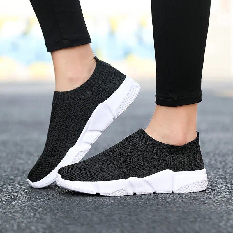 Sneakers Women Shoes Knitting Sock Sneakers Women Slip On Laides Walking Shoes for Woman Loafers Flats Tenis Famela Plus Size