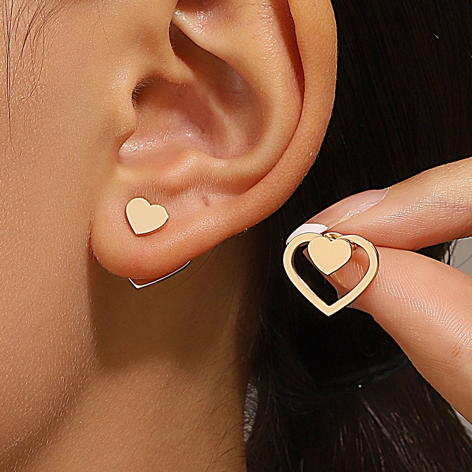 Retro Minimalist Geometric Square Detachable Triangles Stainless steel Stud Earrings for Women Fashion Jewelry Accessories Party