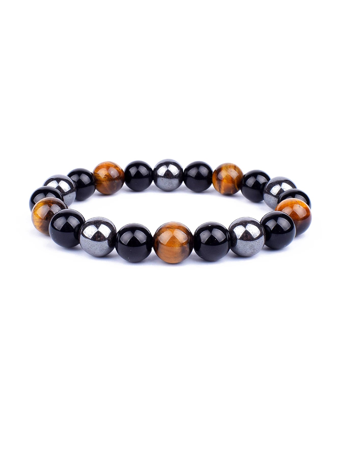 Triple Power Beaded Bracelet Tiger's Eye for Courage Obsidian Grounding & Pyrite for Wealth Natural Stones Healthy Care Jewelry