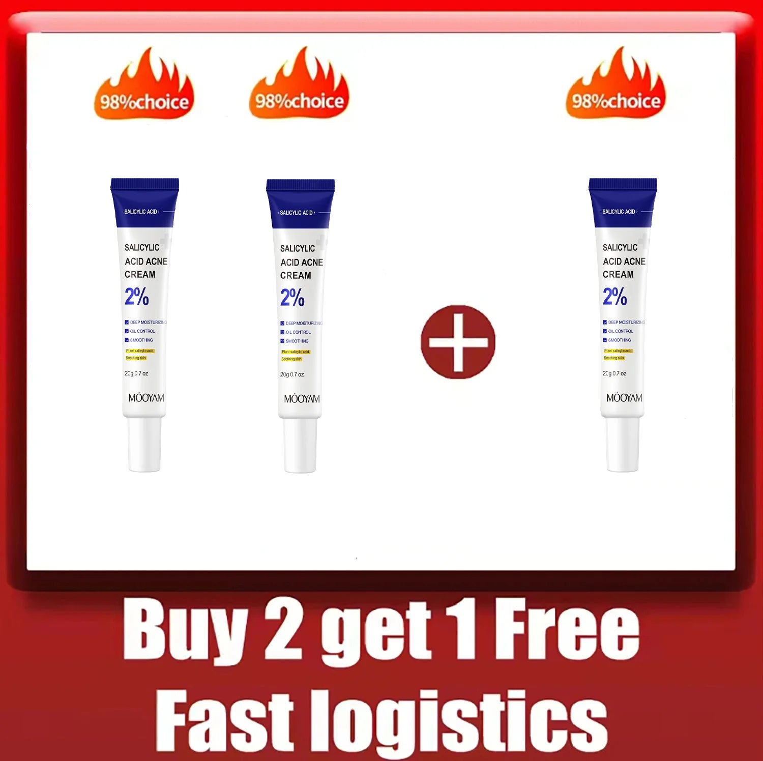 Salicylic Acid Acne Treatment Cream, Gentle Moisturizing Cream