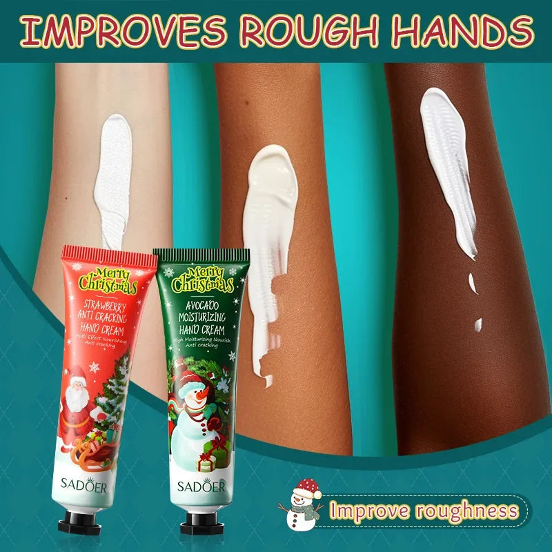 SADOER Christmas Moisturizing Repair Anti-Cracking Hand Cream + Lipstick Combination Kit moisturizing nourishing lip balm