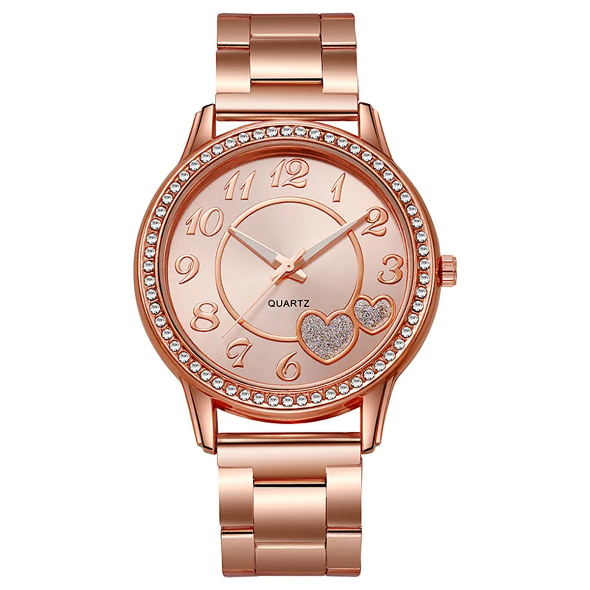 Inlaid Rhinestone Heart-shaped Dial Quartz Watch, Women's Strap Watch, Exquisite Dial, Clothing Accessories