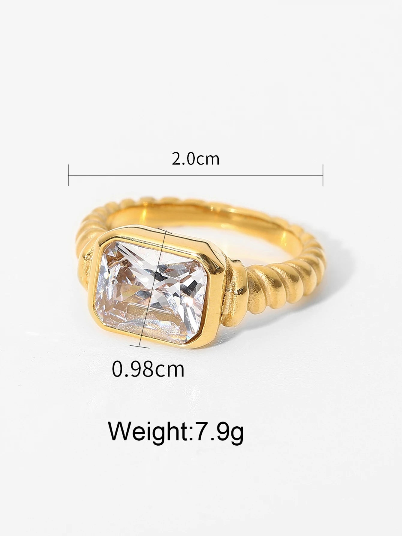 Uworld Minimalist 18K Gold Color Plated Stainless Steel Geometric Zircon Flower Ring Stackable Texture Ring Women's Jewelry