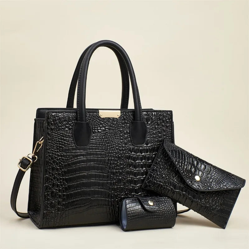 New Fashion Large Capacity Crocodile Pattern Set Handbag Trendy Women's Crossbody Bag Quality Single Crossbody Shoulder Bag