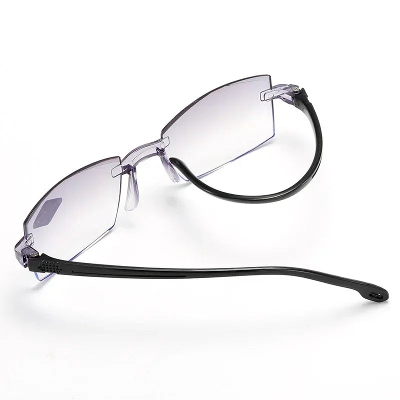 Far and Near Dual-use Reading Glasses High-tech Anti-blue Light Simple Slice Frameless Anti-radiation Reading Glasses 0 To +4.0