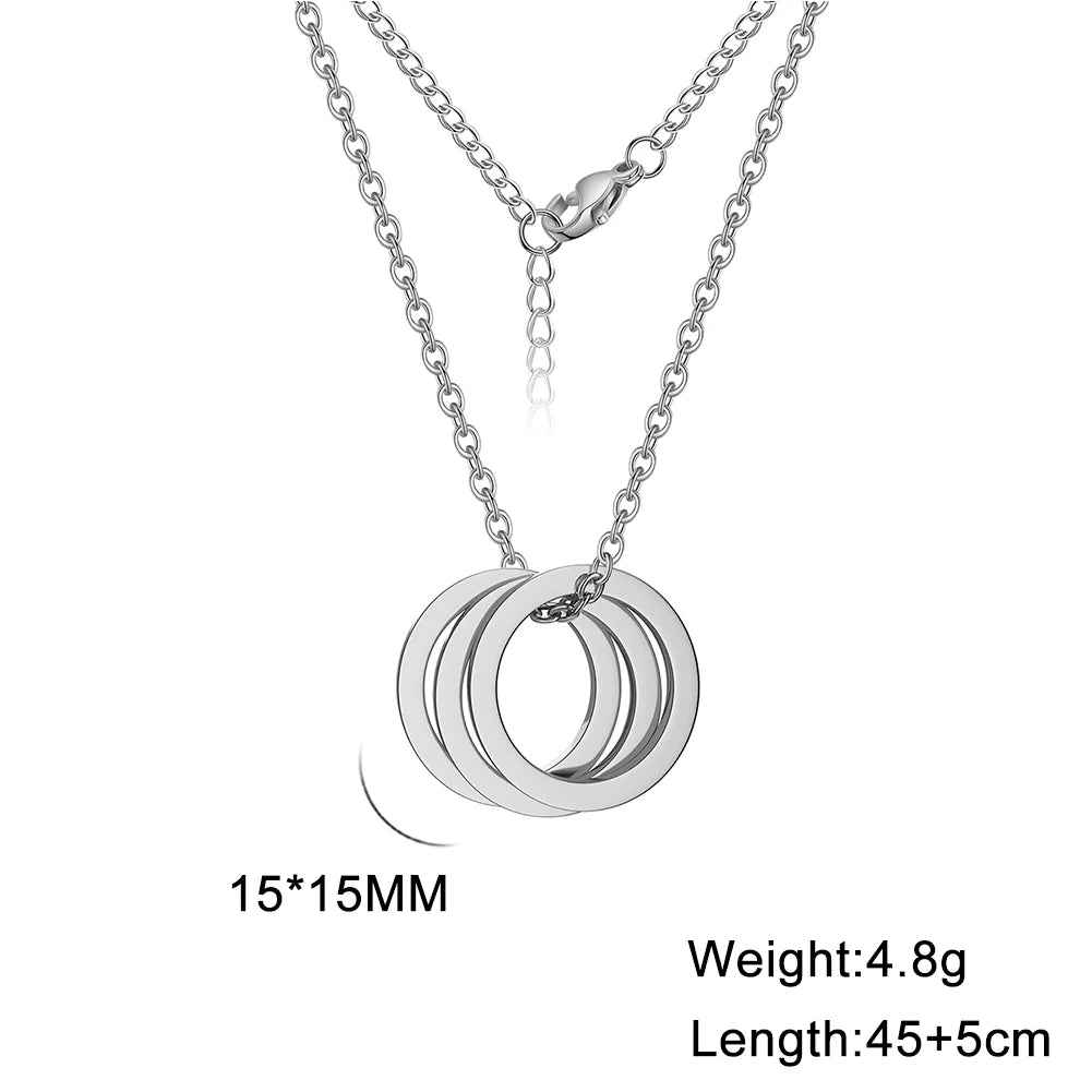 COOLTIME Custom Name Round Pendant Necklace Stainless Steel Trend Engraved Letter Necklace Jewelry Gift for Women