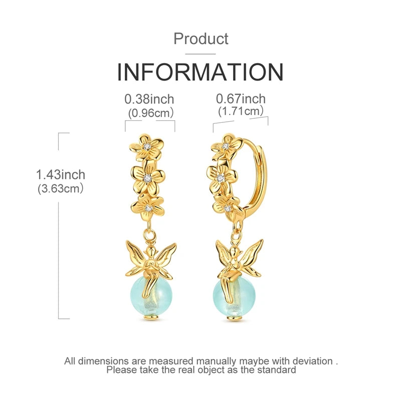 New in 925 Sterling Silver Luminous Flower Elf Stud Earrings for Women Girl Ear Studs Fine Jewelry Fashion Luxury Anniversary