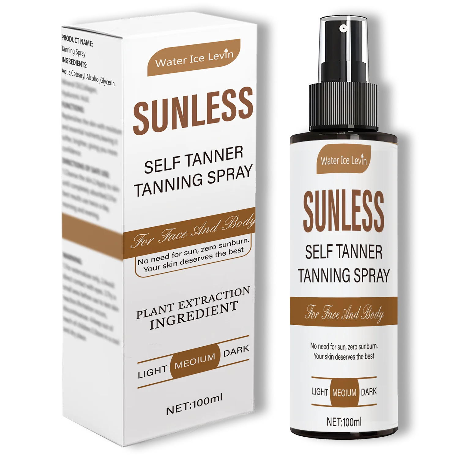 Tanning Spray - Natural Brown Tone, Formaldehyde-Free, Suitable for Men and Women with Skin Color Skin Tone, You Can Create a Sunshine Makeup from a Minute, Indoor Tanning Solution