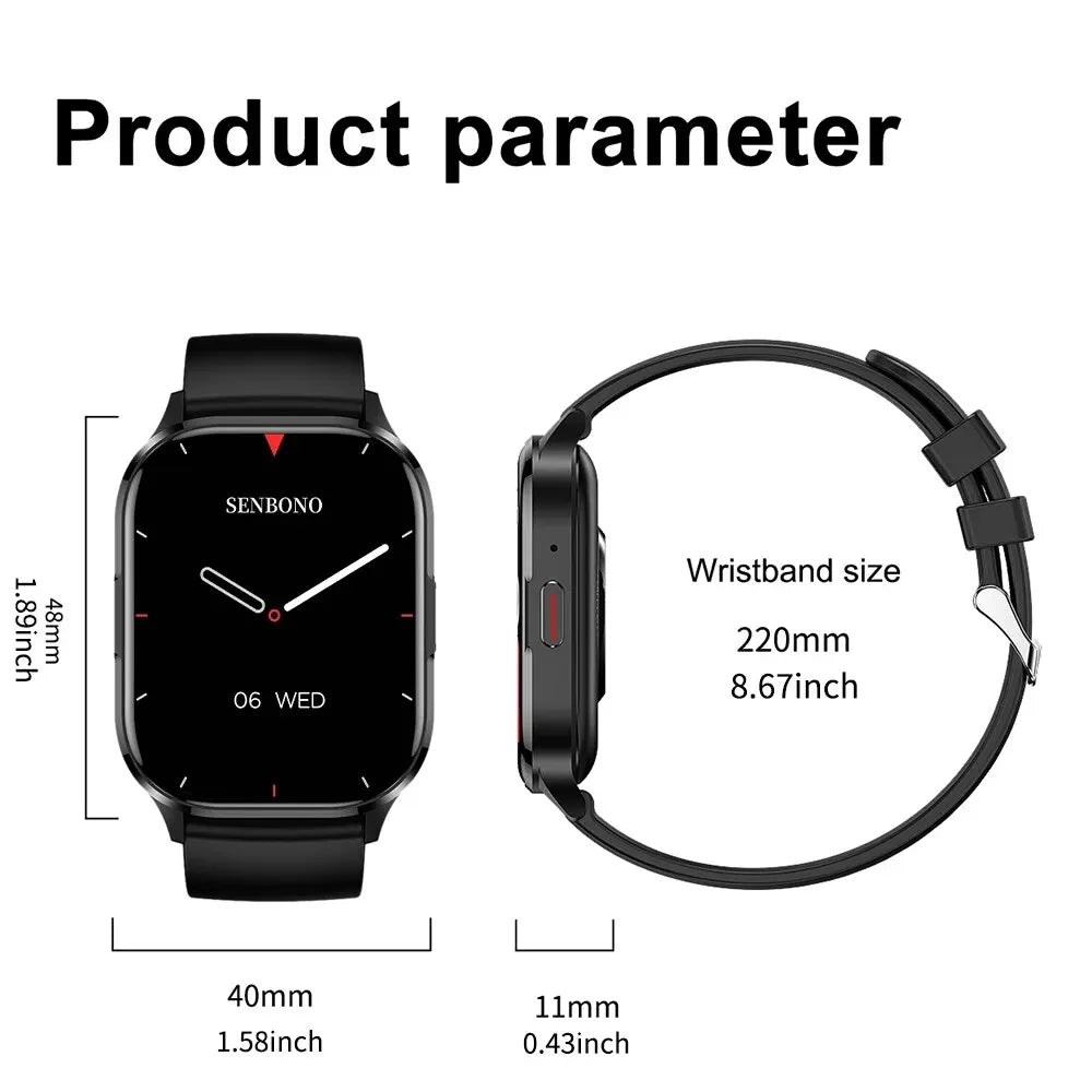 SENBONO AIR3 2024 New AMOLED Men Smart Watch Bluetooth Call 24H Health Tracker NFC Sport Smartwatch Men Women for IOS Android