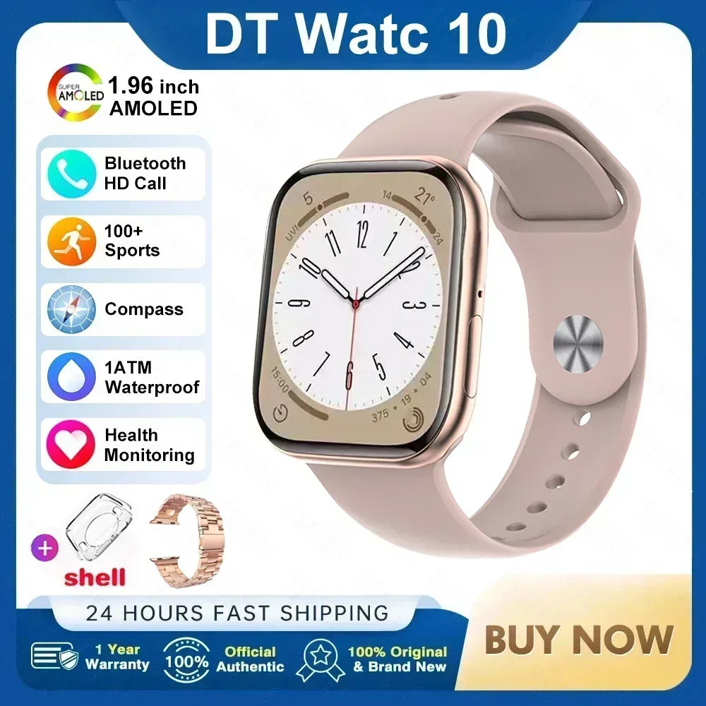 2025New For Apple DT Watch 10 Smart Watch Men HD AMOLED 32GB Memory Music 3D Surround Bluetooth Call Waterproof Smartwatch Woman