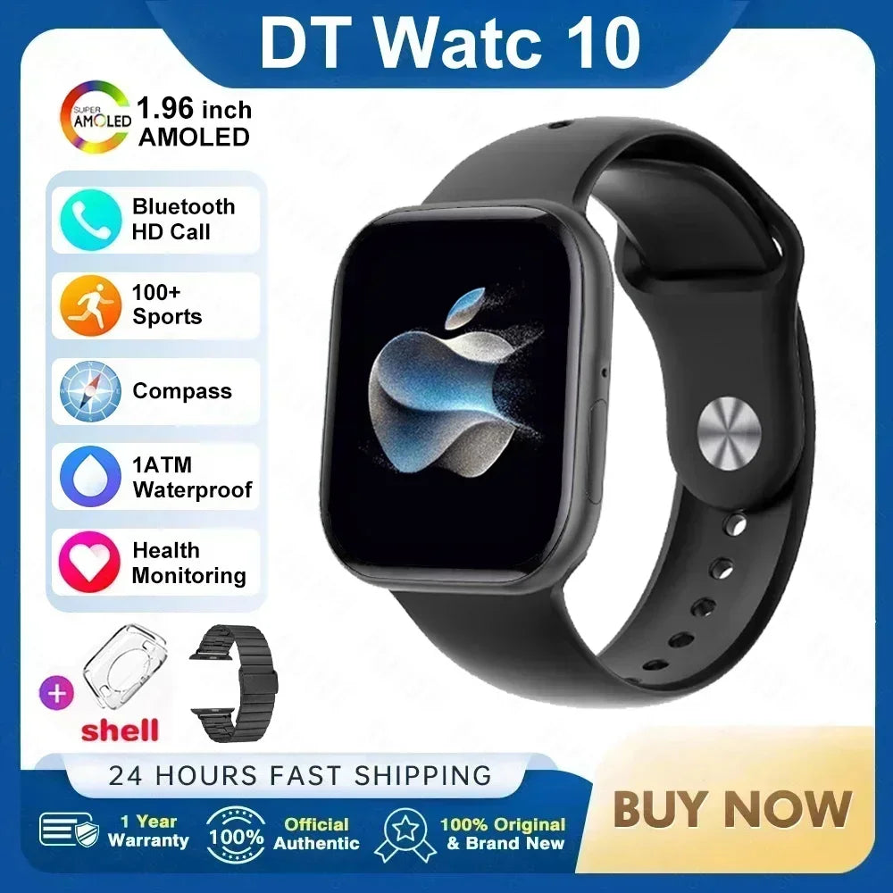 2025New For Apple DT Watch 10 Smart Watch Men HD AMOLED 32GB Memory Music 3D Surround Bluetooth Call Waterproof Smartwatch Woman