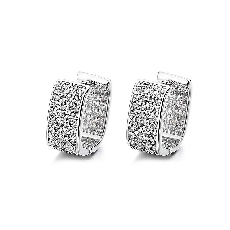 Stainless Steel Gold Silver Color Square Hoop Earrings for Women Luxury Shiny CZ Zircon Geometric Earrings Wedding Jewelry