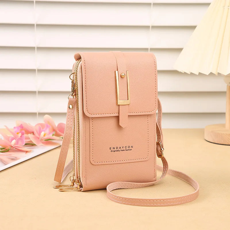 New transparent touchscreen phone bag trend simple crossbody small bag phone women's bag change bag vertical design