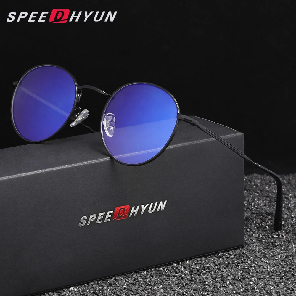 SPEEDHYUN Fashion Blue Light Blocking Glasses Men/Women Round Frame Eyeglasses Transparent Optical Lens Anti-Blue Ray Eyewear