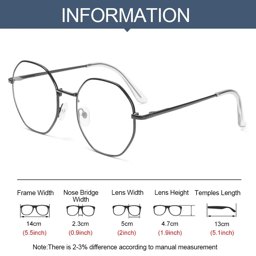 Women Vintage Anti-blue Light Glasses Men Trend Octagonal Frame Eyewear UV400 Optical Computer Eyeglasses