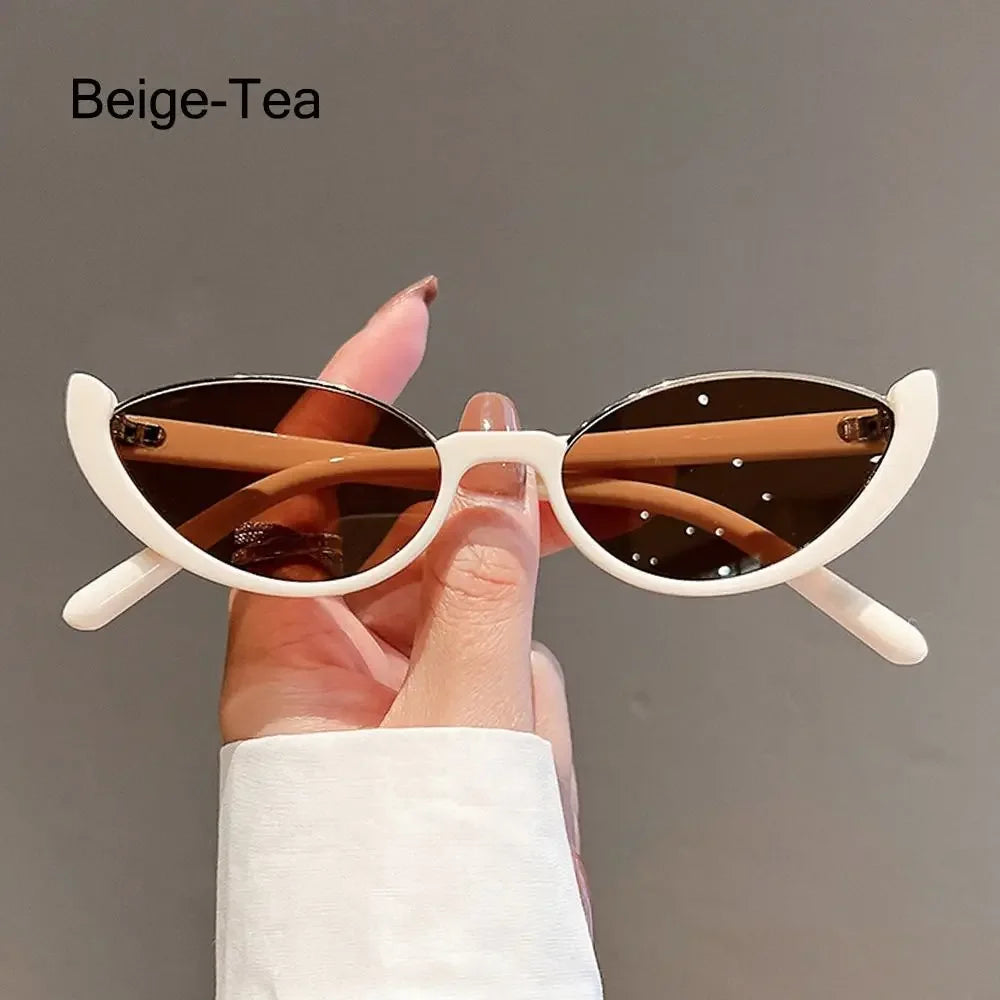 Vintage Small Cat Eye Sunglasses for Women Trendy Half-frame Sun Glasses UV400 Fashion Shades Eyewear Summer Anti UV Sunglasses