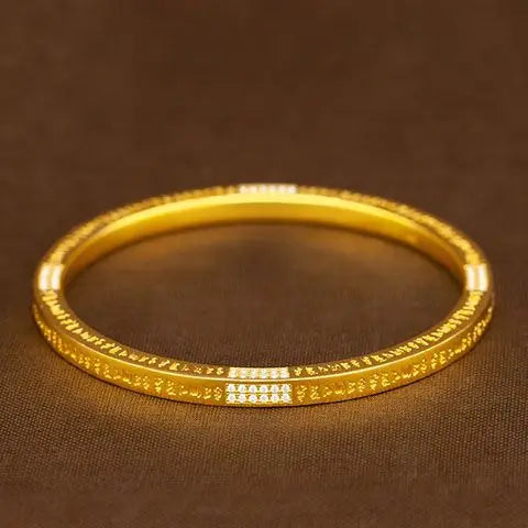 24K real gold moissanite mantra bracelet inlaid with Sanskrit chopsticks au9999 gold bracelet ancient method light luxury gi