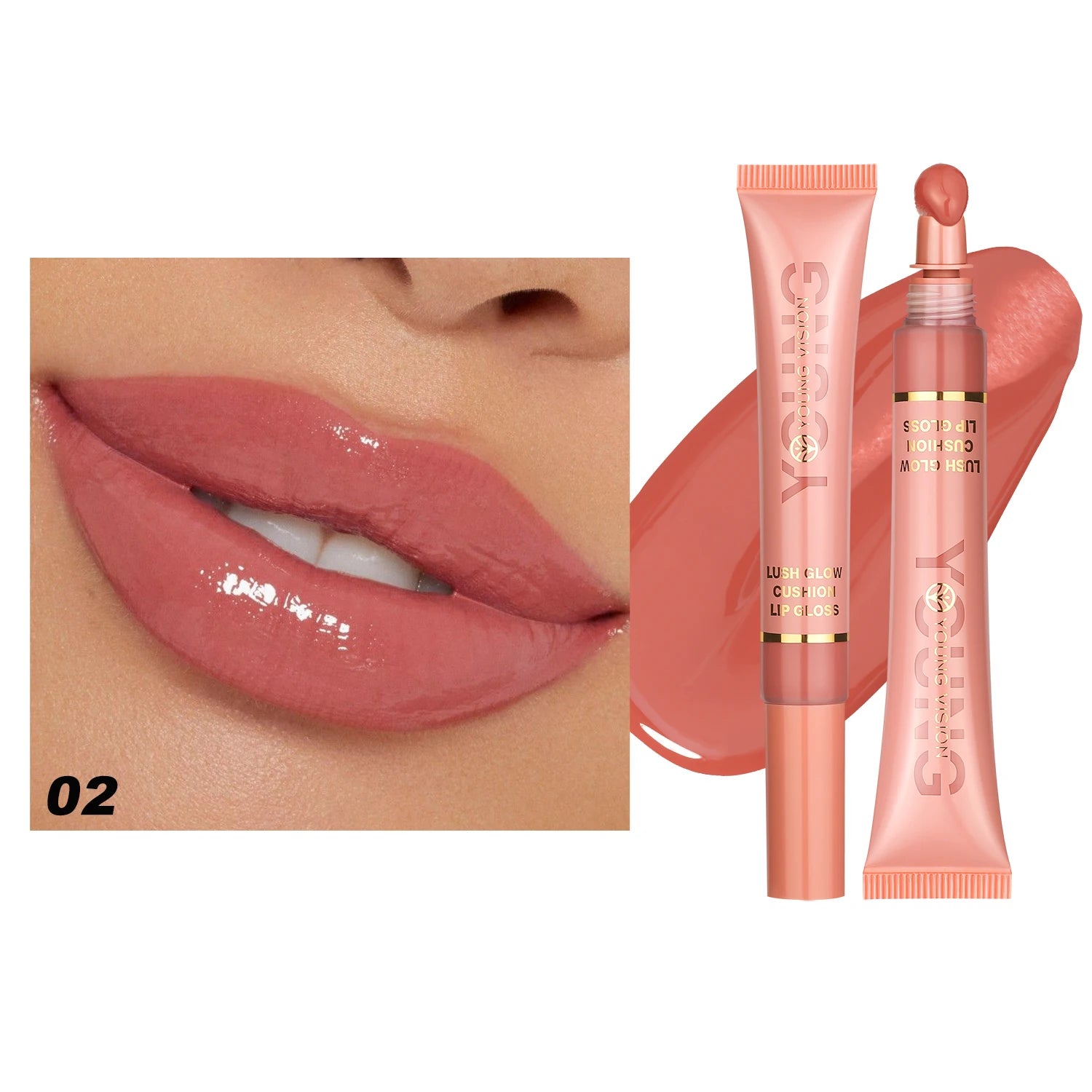 YOUNG VISION  6 color Liquid Water Brightening Lip Color Plush Brush Head Squeezing Lip Color Moisturizing  Lip Glaze