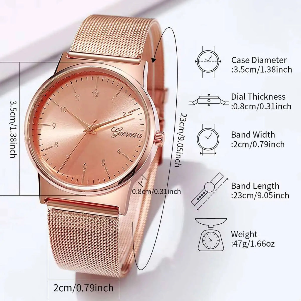 1/2PCS Fashion Women Watches Set Simple Mesh Band Arabic Dial Quartz Watch For Ladies Clock Reloj Mujer（Without Box）
