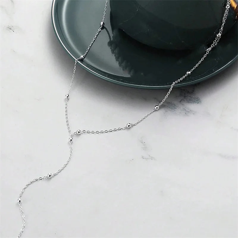 Vintage Gold Color Long Chain Drop Necklaces for Women Simple Metal Geometric Bead Tassel Choker Girls Party Aesthetics Jewelry