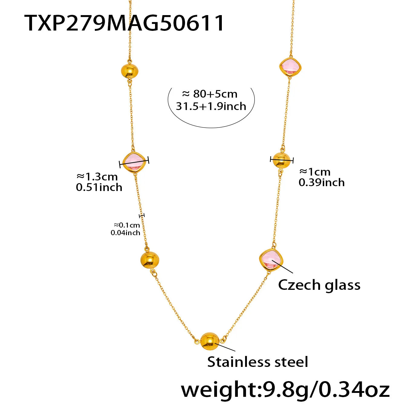 Nivora High Quality Multipcolor Glass Necklace For Women Stainless Steel Chain Charm Wedding Women Necklace Jewelry Accessory