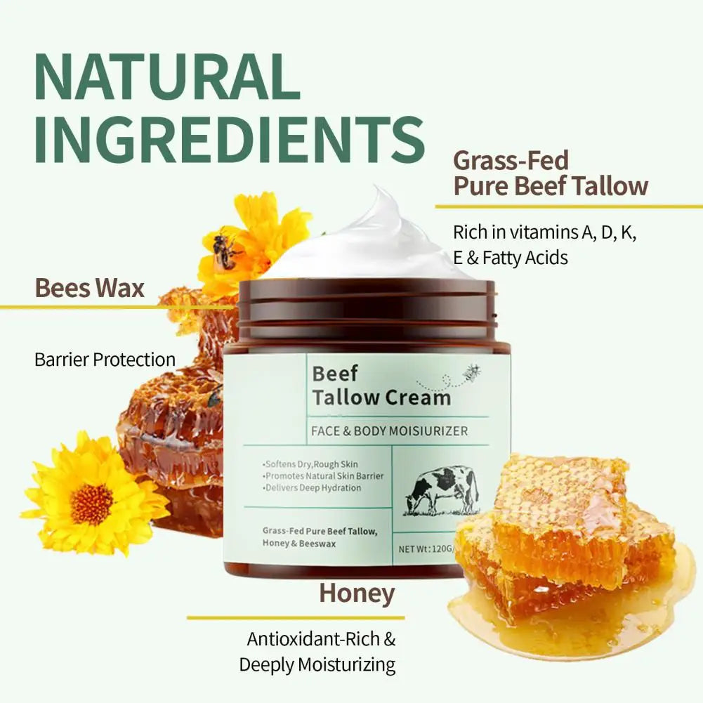120g Beef Tallow Honey Moisturizer Cream Brightening Rejuvenation Nourishing Hydrating Redness Repair Pore Women's Cosmetics