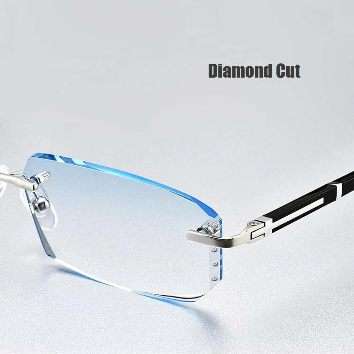 Business Photochromic Myopia Glasses for Men Diamond Cut Rimless UV400 Luxury Eyeglasses Color Changing Diopters -1.0 To -4.0