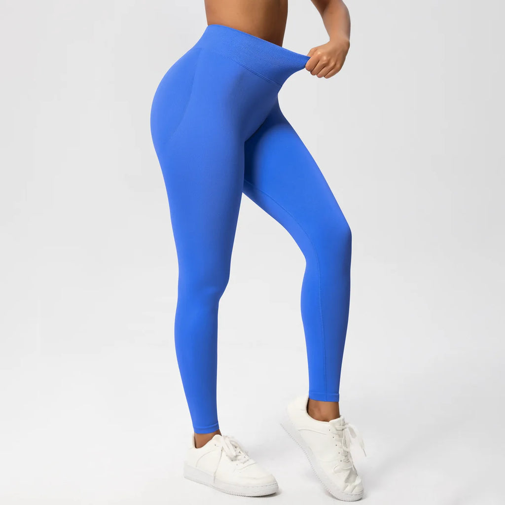 Seamless Yoga Pants Women Ribbed Low Waist Gym Leggings Hip Lifting Sports Tights Fitness Scrunch Bum Workout Yoga Leggings